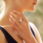 Oval Diamond Cluster Ring Set in Platinum