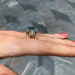 1950's aquamarine and diamond cocktail ring set in gold