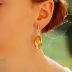 Lemon quartz and diamond drop earrings in yellow gold