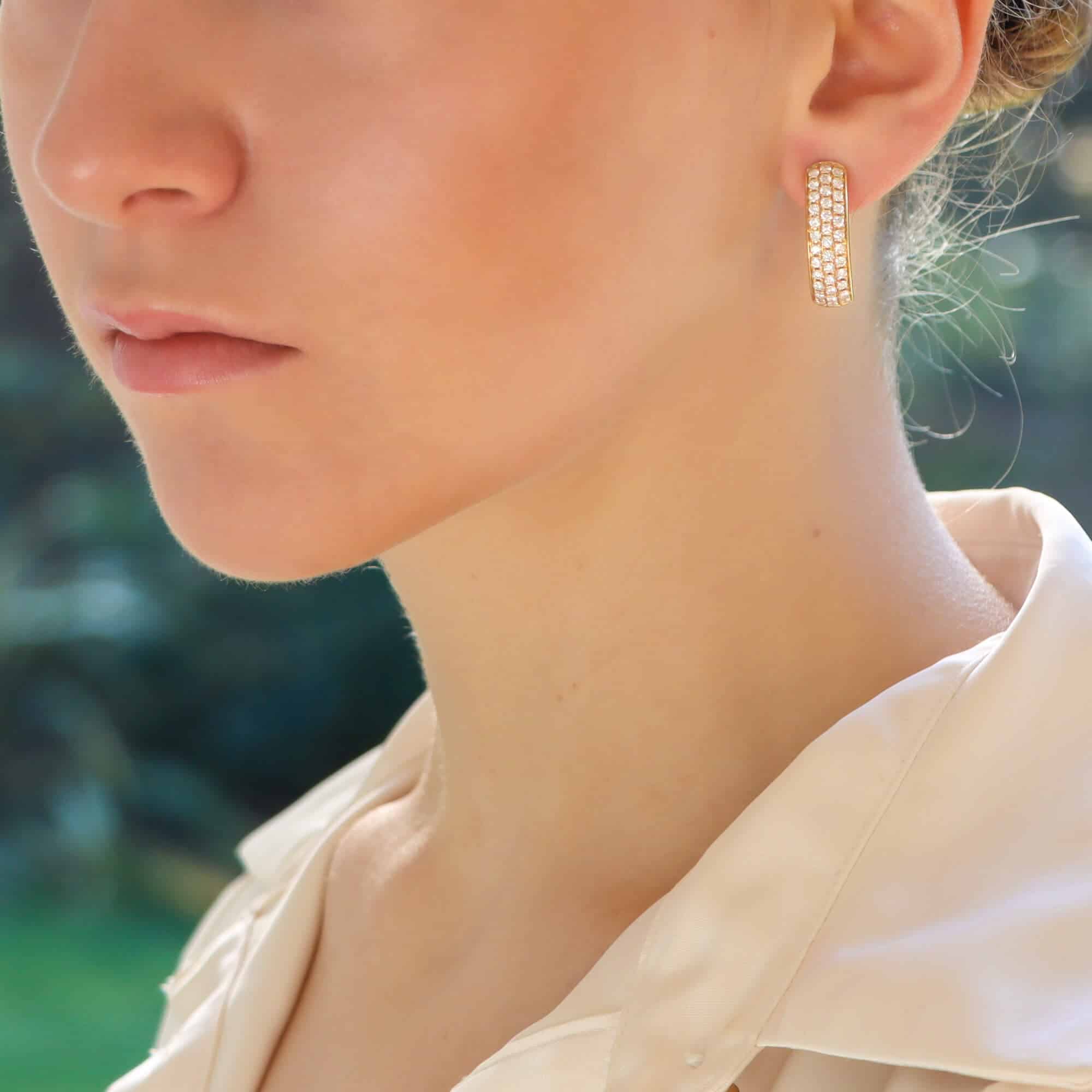 18ct yellow gold diamond set hoop earrings