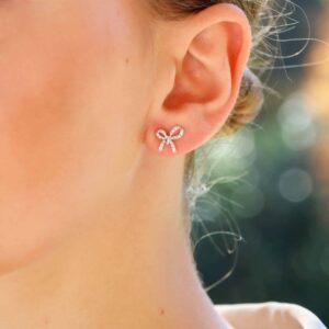 Diamond Bow Stud Earrings