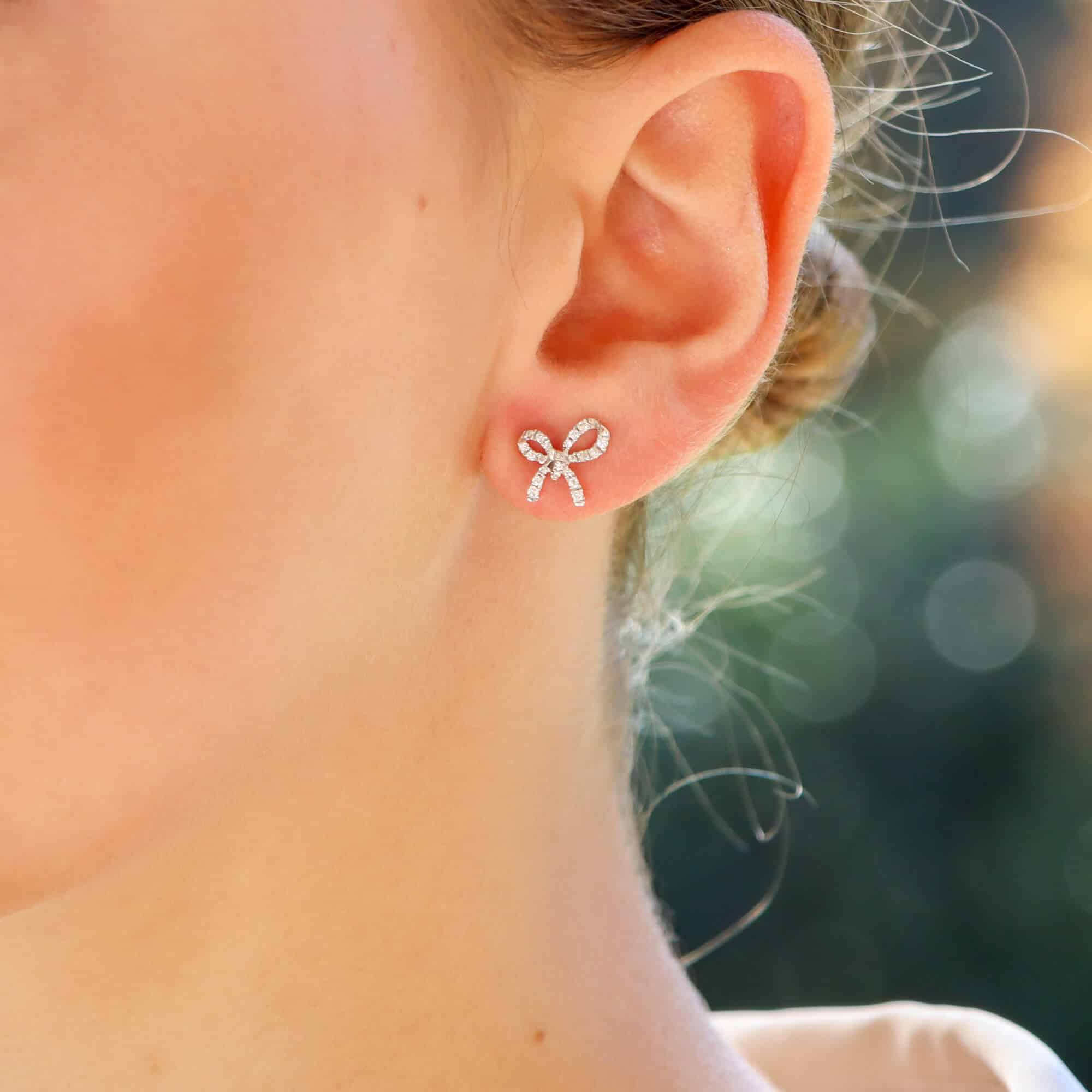Diamond Bow Stud Earrings