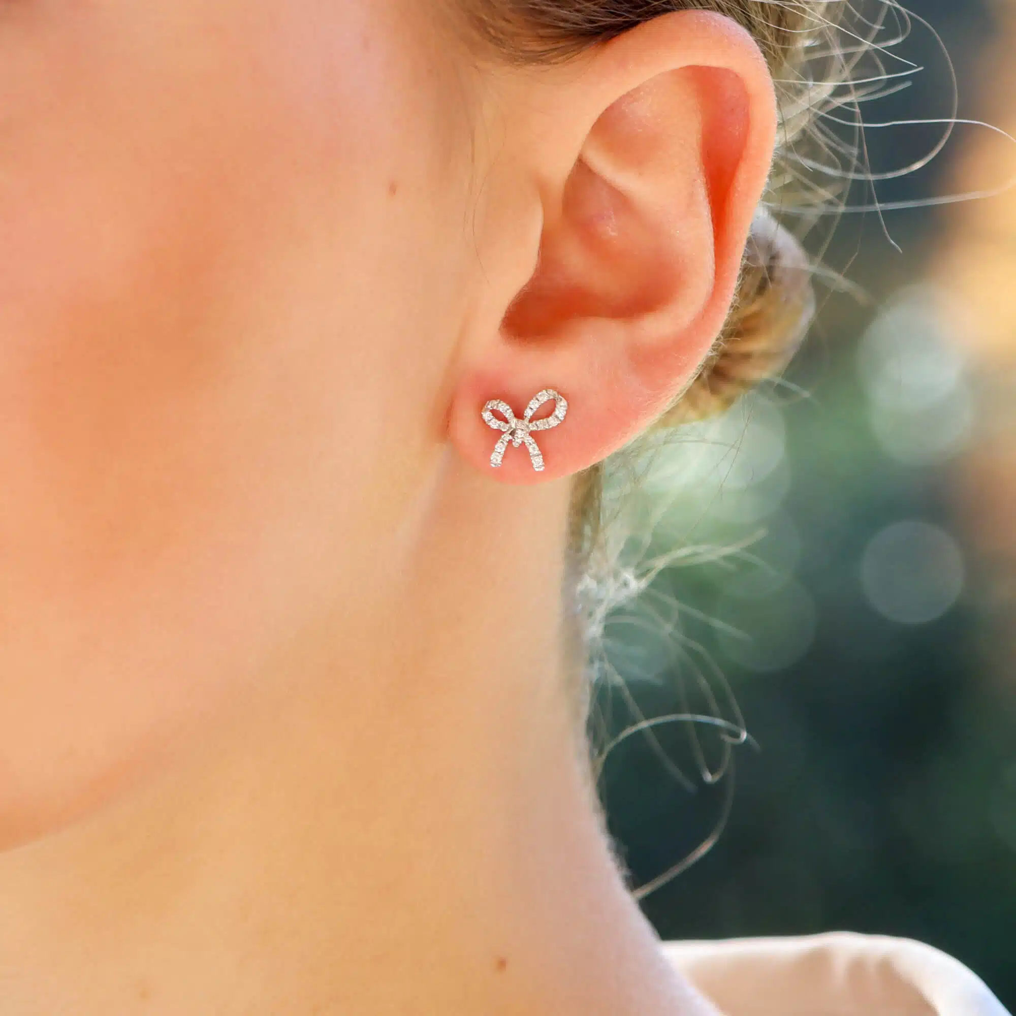Diamond Bow Stud Earrings