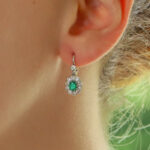 Vintage Emerald and Diamond Cluster Earrings