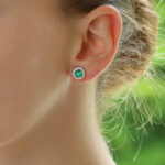 Emerald and Diamond Cluster Stud Earrings