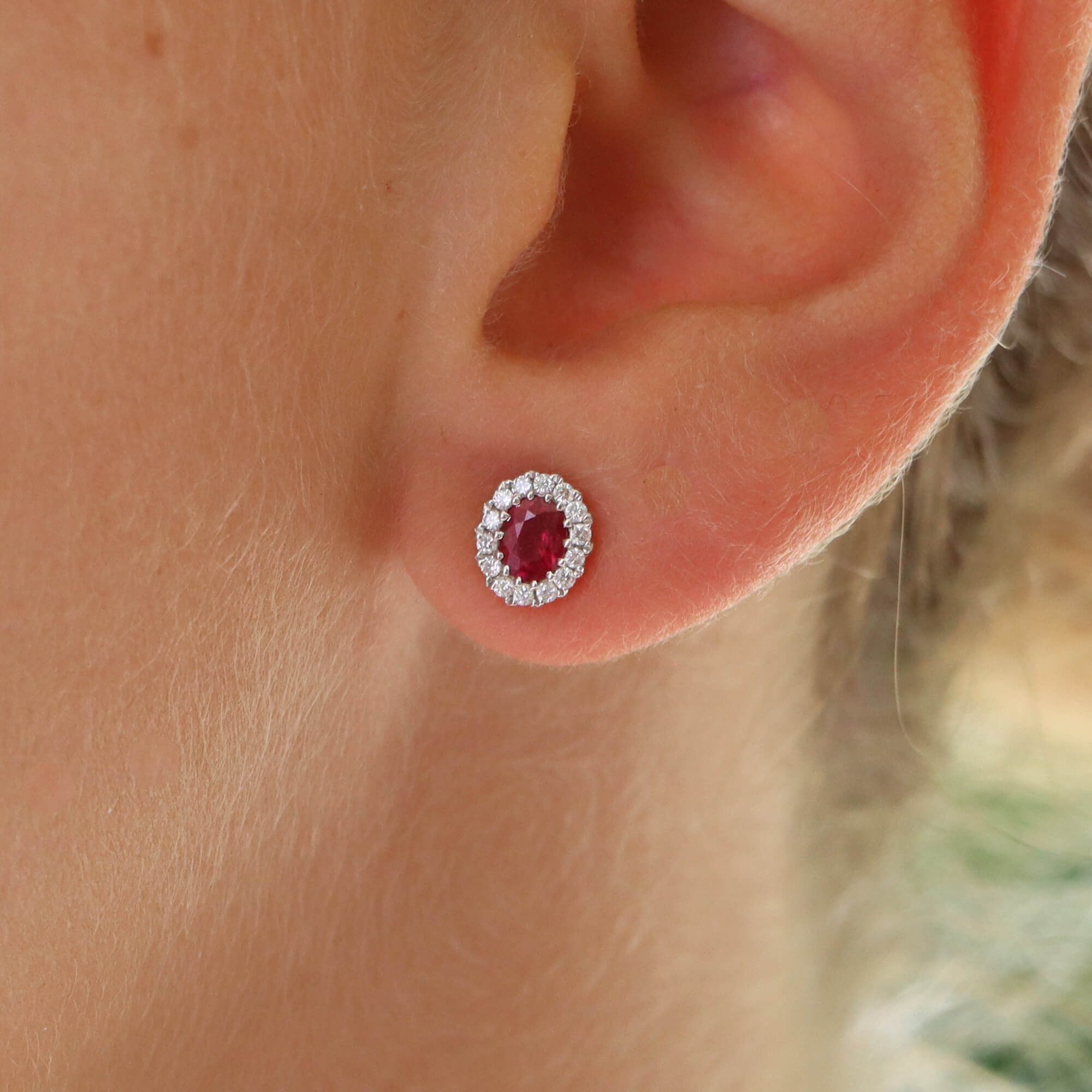 White Gold Diamond & Ruby Earring - E8139-RWG