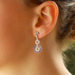 Sapphire and Diamond drop earrings, in an Art Deco Style