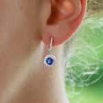 Sapphire and Diamond Cluster Drop Earrings