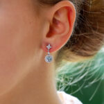 Aquamarine Diamond Cluster Drop Earrings