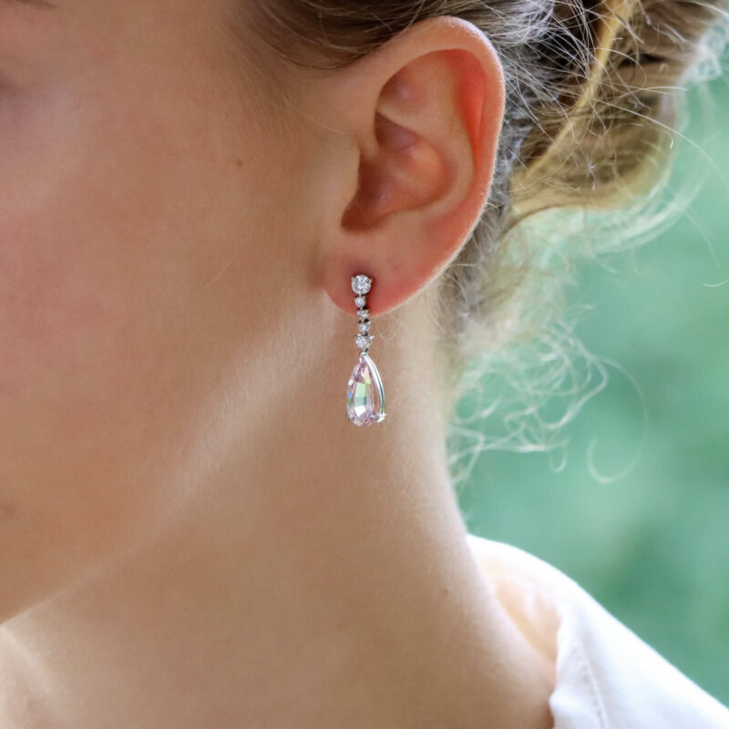 Pink Morganite and Diamond Drop Earrings