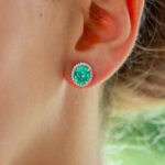 Colombian emerald and diamond stud earrings