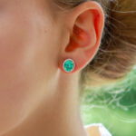 Colombian emerald and diamond stud earrings