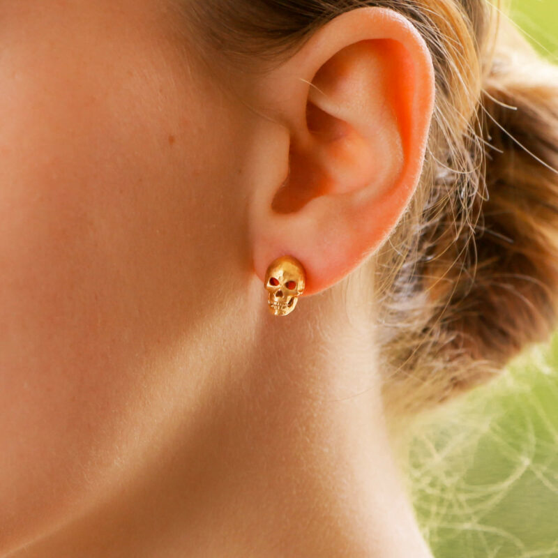 Skull Earrings with Diamond Eyes