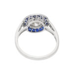 Round Brilliant Cut Diamond and Sapphire Target Ring in Platinum