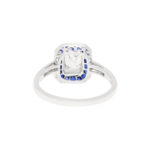 Art Deco-Style Emerald-Cut Diamond Sapphire Target Ring Platinum