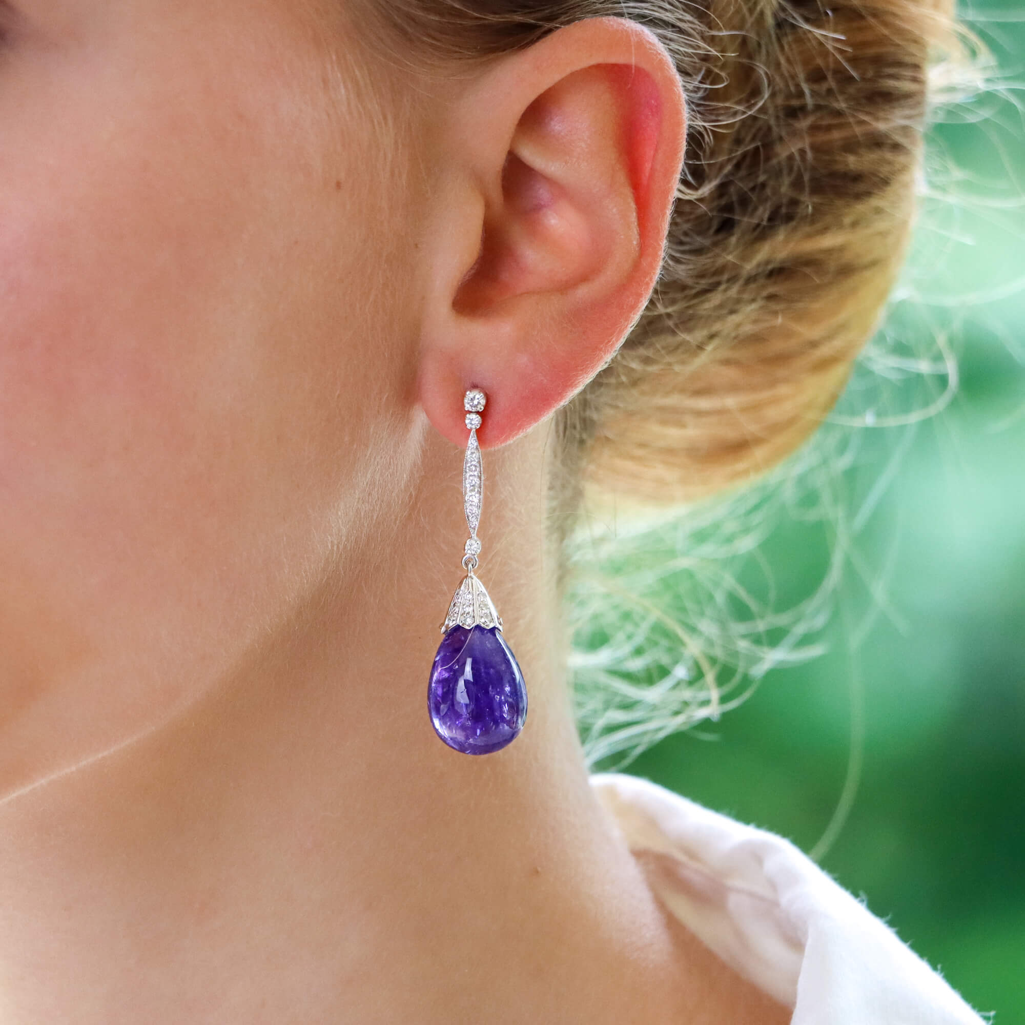 Tanzanite drop sales earrings white gold