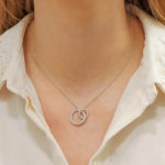 18ct gold diamond double linked circle necklace