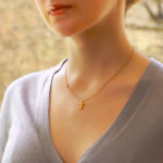 18ct rose gold letter T necklace with diamond detail