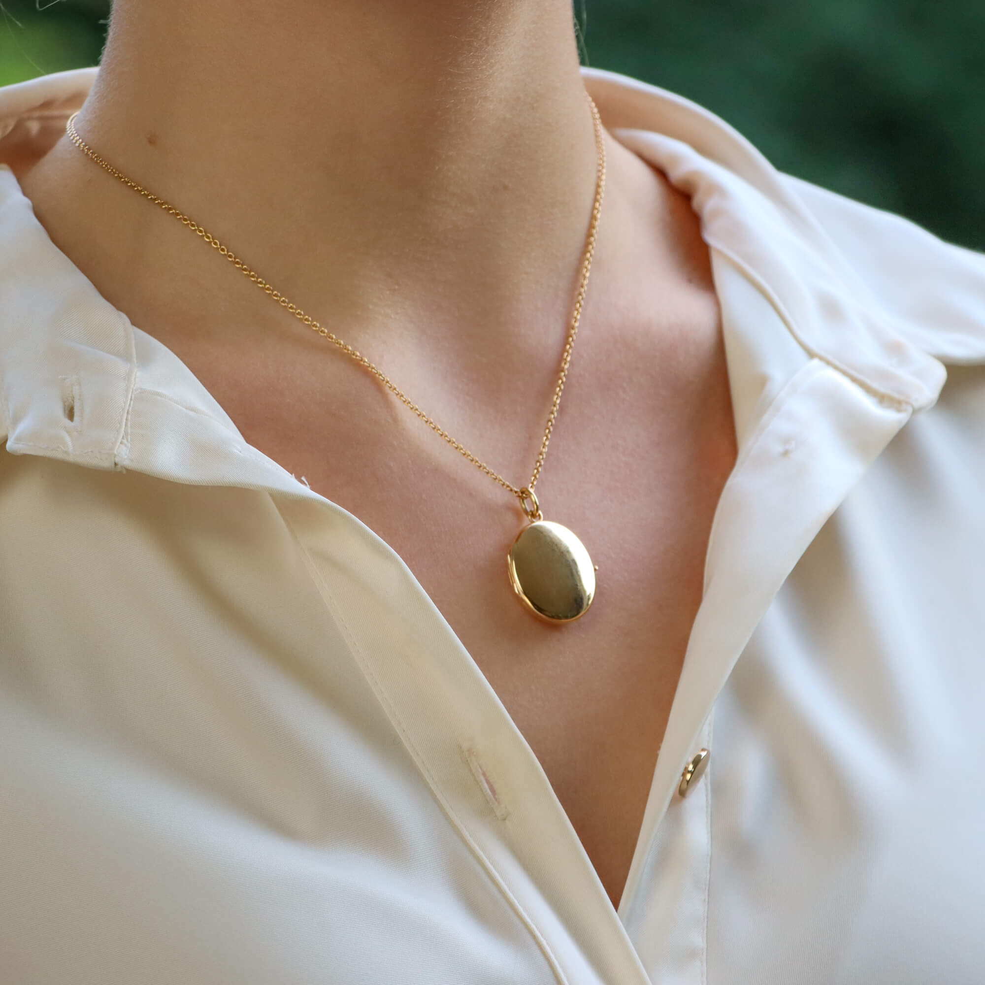 Solid gold locket on sale and chain