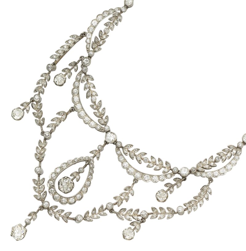 Edwardian Diamond Filigree Necklace in Platinum