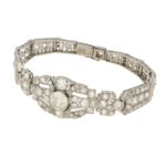 Art Deco Diamond Plaque Bracelet in Platinum