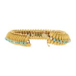 Vintage 1960s Turquoise and Diamond Bracelet in Yellow Gold