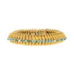 Vintage 1960s Turquoise and Diamond Bracelet in Yellow Gold