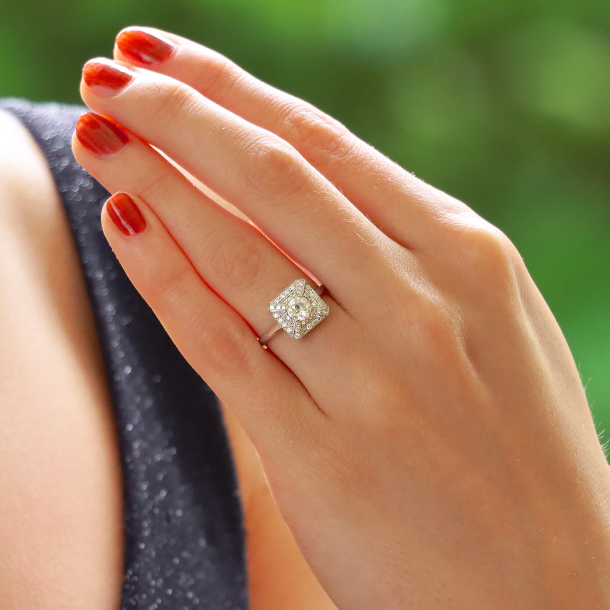Art deco square diamond ring sale