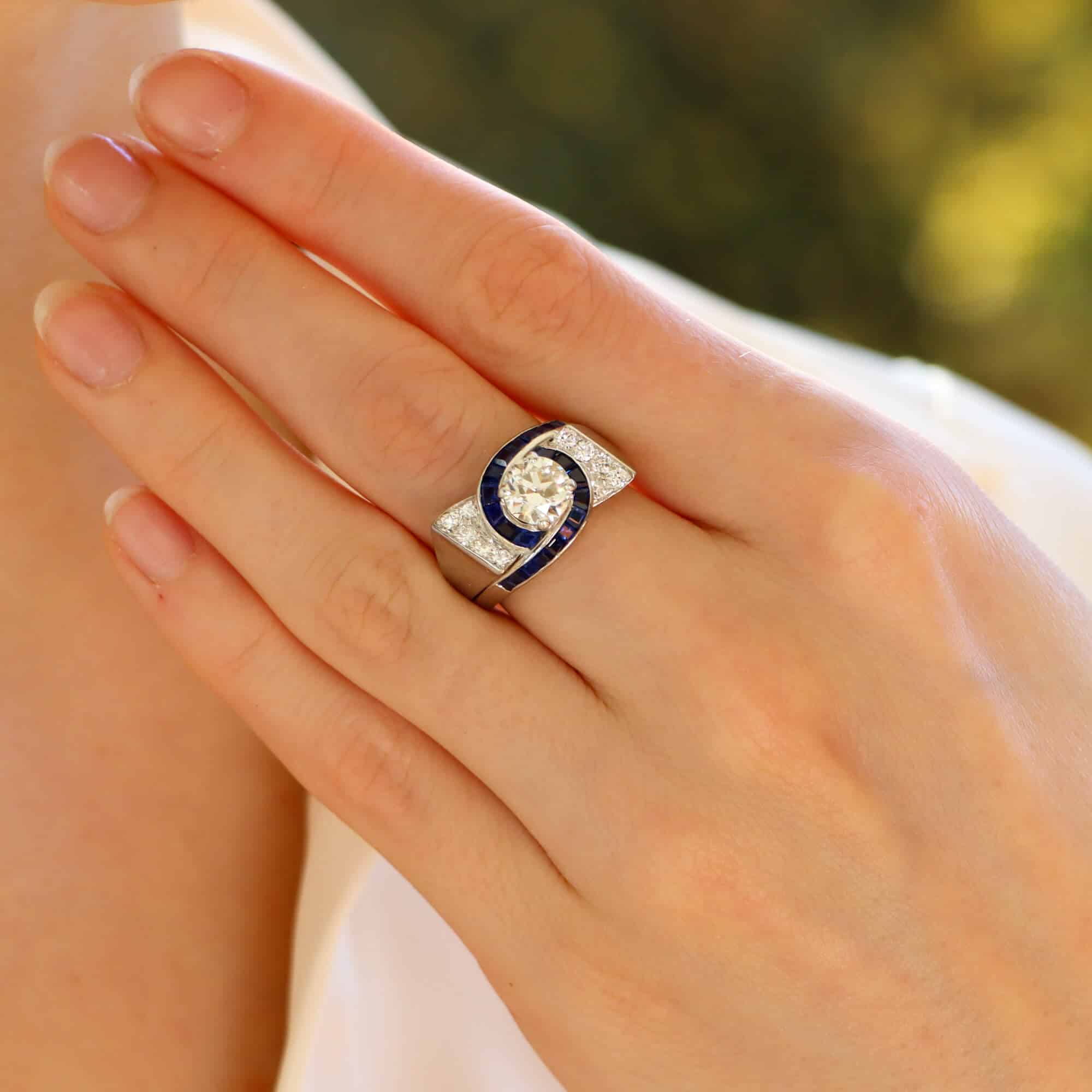 Oscar Heyman Diamond and Sapphire Cocktail Ring