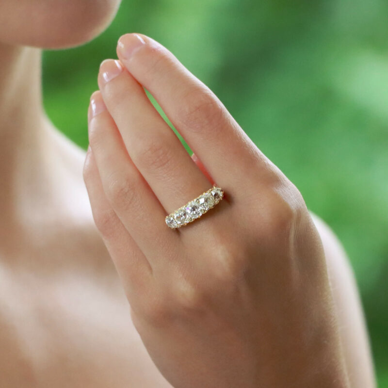 Late Victorian Old Cut Diamond Five Stone Ring