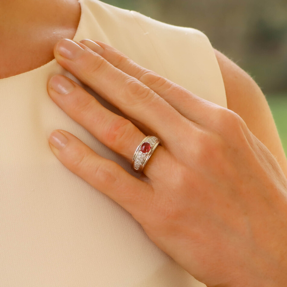 Boucheron Ruby and Diamond set Platinum Ring
