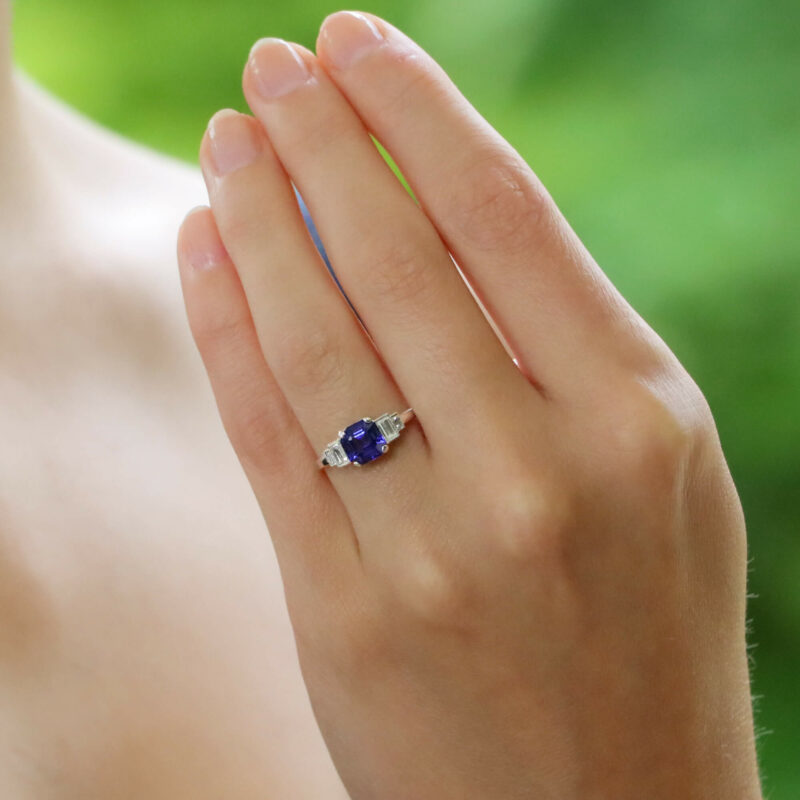 Art Deco Sapphire and Diamond Ring in Platinum