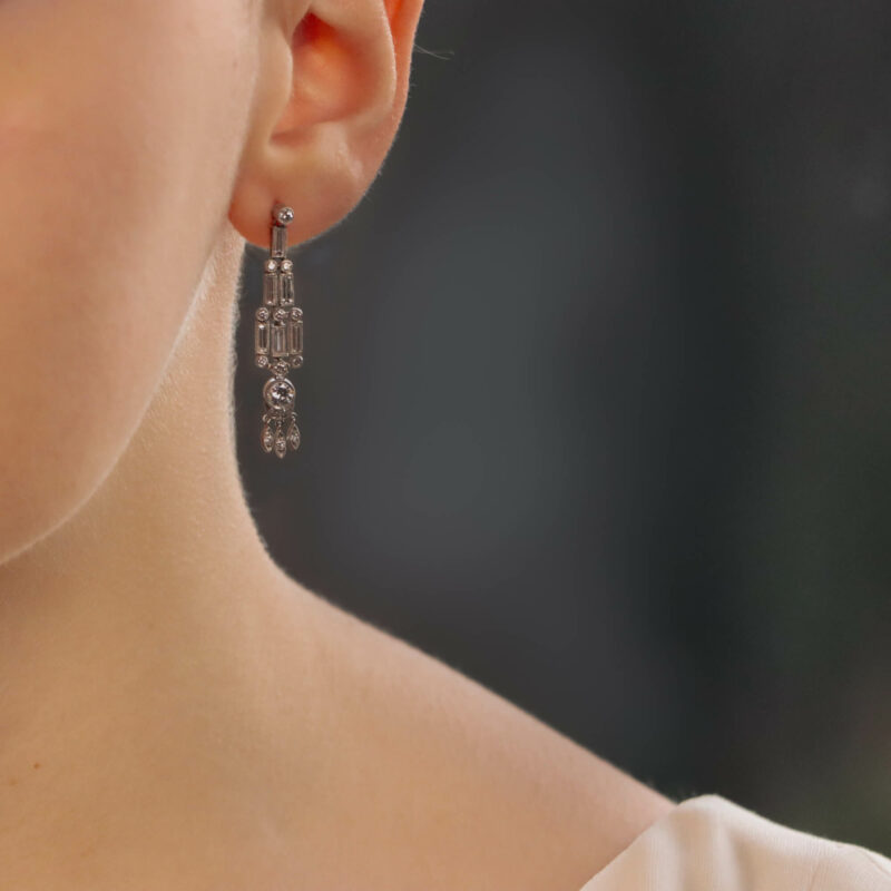 Art Deco Style Diamond Drop Earrings