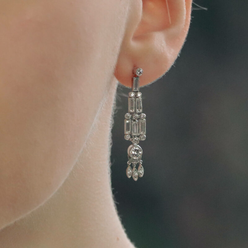 Art Deco Style Diamond Drop Earrings