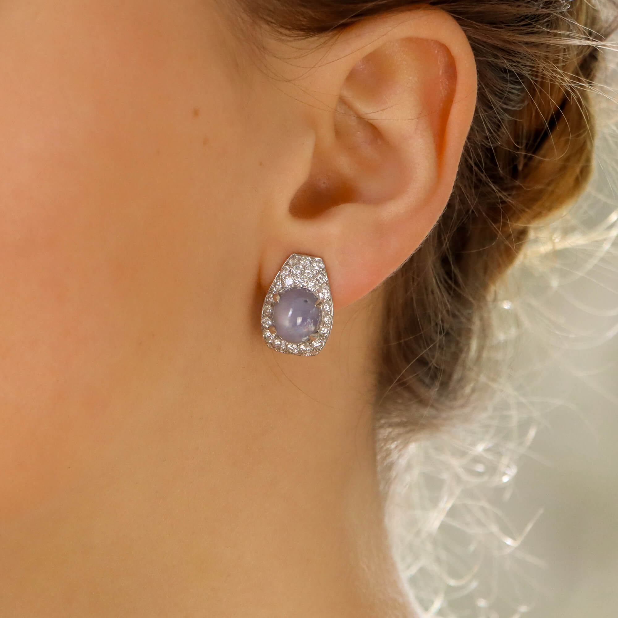 Star sapphire earrings studs hot sale