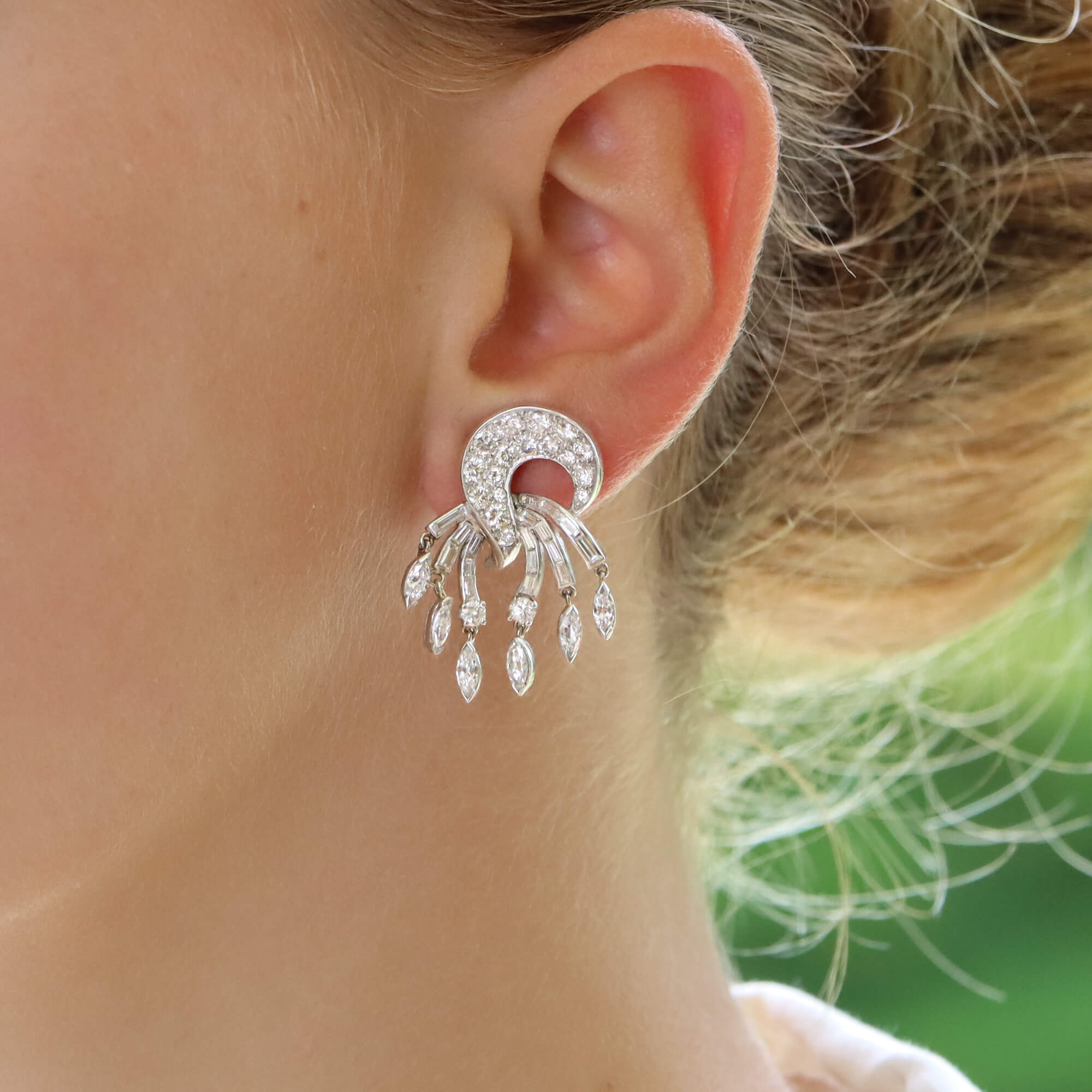 Retro Abstract Diamond Drop Earrings at Susannah Lovis Jewellers