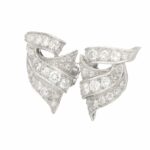 Art Deco Style Old Mine Cut Diamond Scroll Earrings