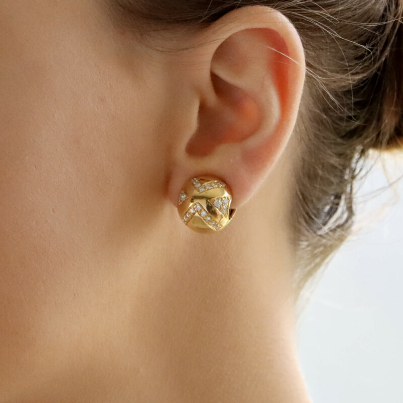 Vintage Bulgari Diamond Earrings in Yellow Gold