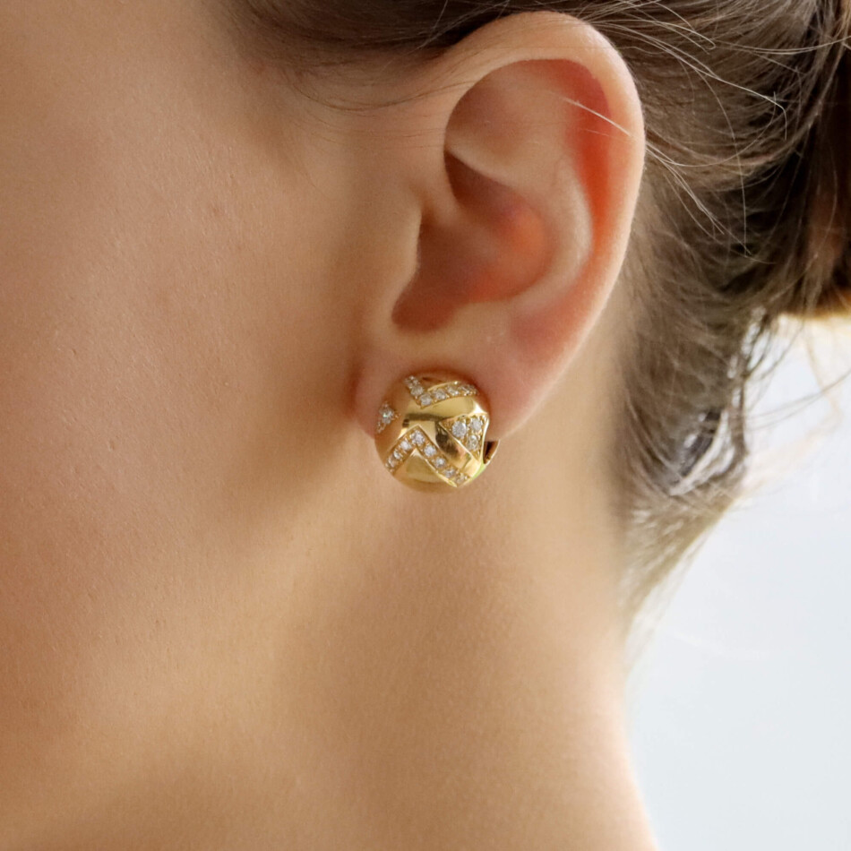 Vintage Bulgari Diamond Earrings in Yellow Gold