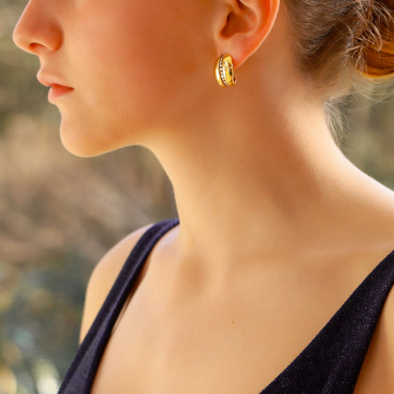 Vintage Boodles Diamond Leaf Earrings in Yellow Gold