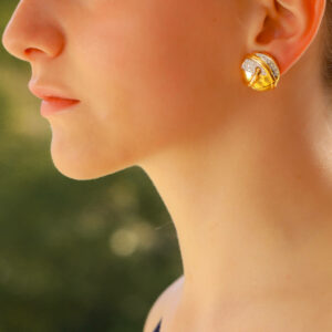 1960's 18ct gold diamond set earrings