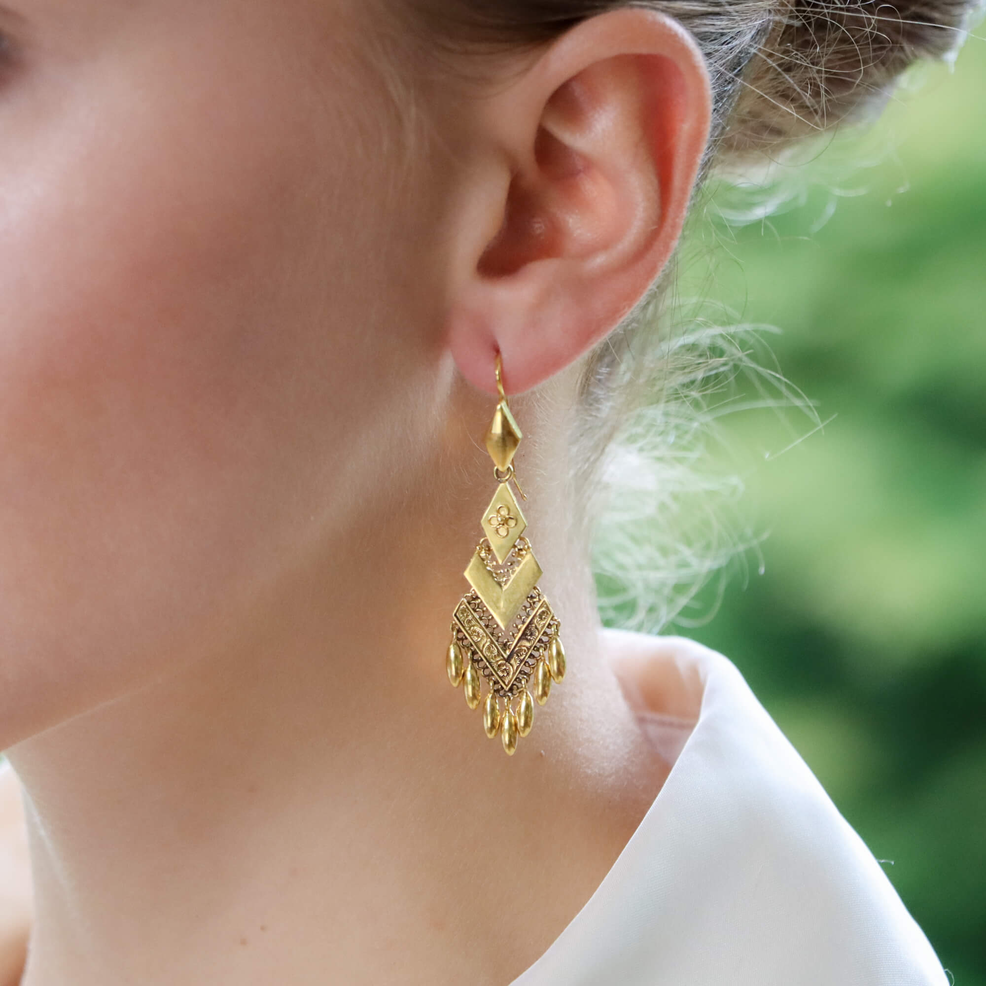Victorian Etruscan Style Drop Earrings
