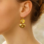 La Squadra Citrine set 18ct gold earrings with snake detail