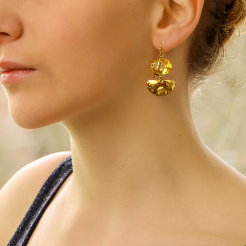 La Squadra Citrine set 18ct gold earrings with snake detail