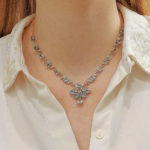 Aquamarine and Diamond Floral Necklace