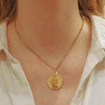 Saint Estephe and Star-Of-David Medallion Pendant in Yellow Gold