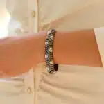 Vintage Aztec Mosaic Bracelet in Black and White Gold, Italian