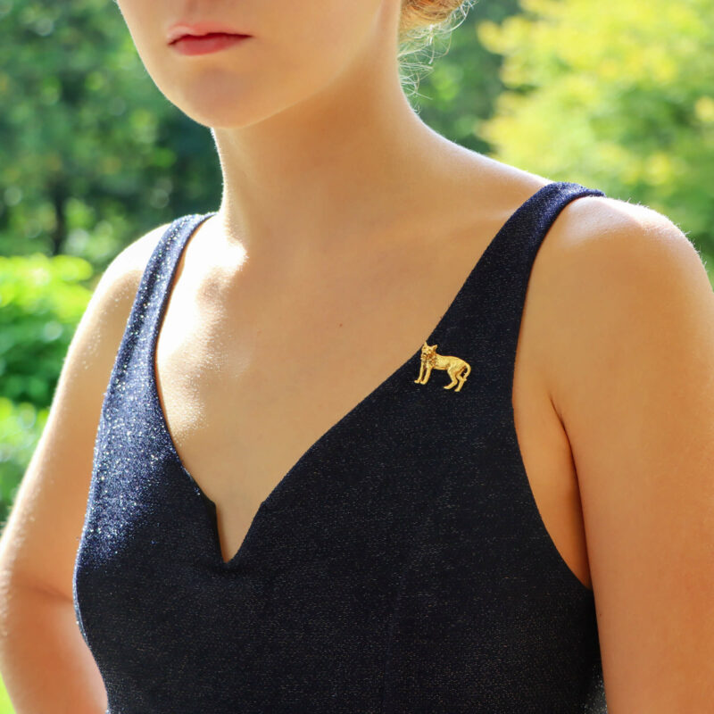 Lynx Cat Brooch Set in Solid Gold