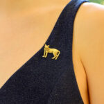 Lynx Cat Brooch Set in Solid Gold