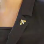Vintage Diamond and Emerald Fly Brooch in Yellow and White Gold